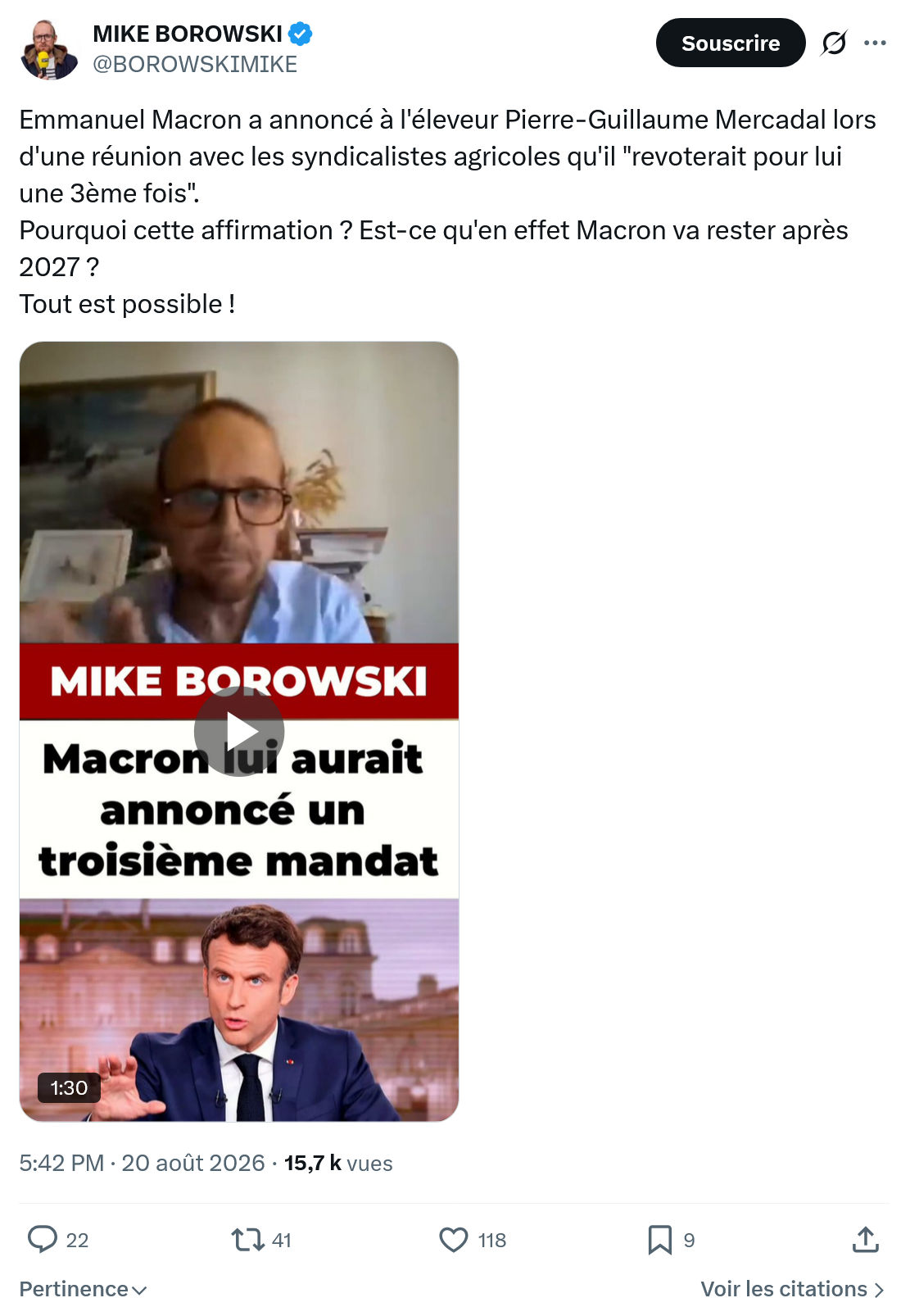Mike Borowski: Emmanuel Macron a annoncé...