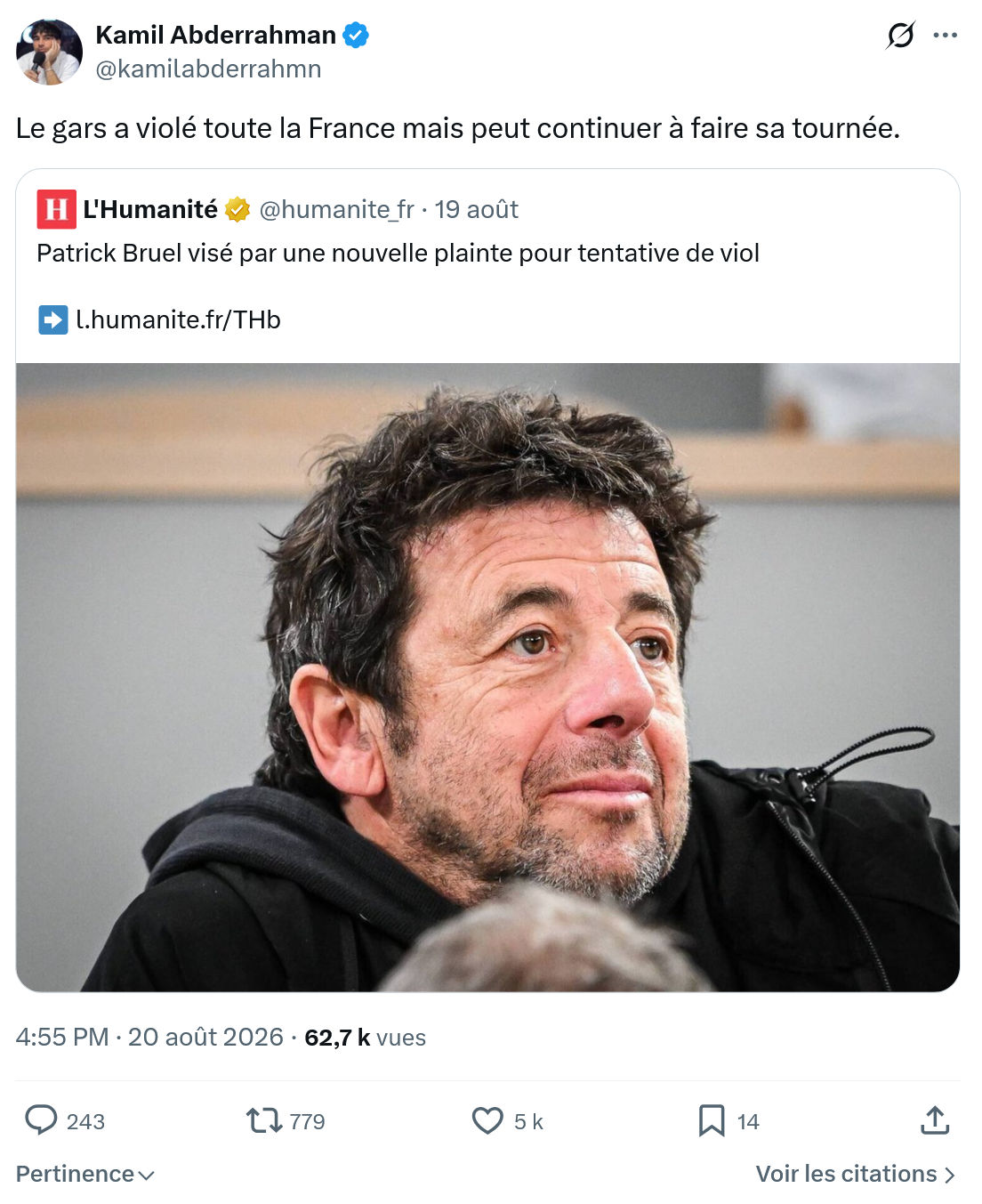 Kamil Abderrahman: Le gars a violé toute la France...