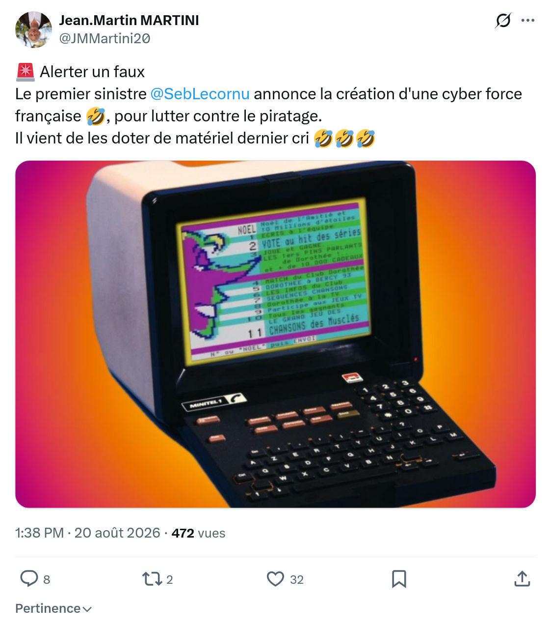 Jean-Martin Martini: Le premier sinistre @SebLecornu annonce...
