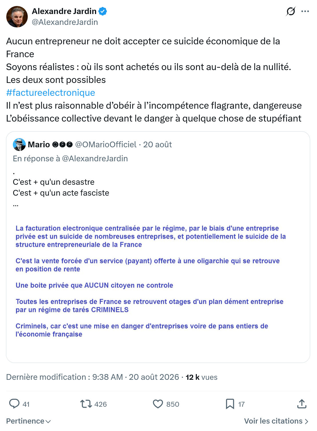 Alexandre Jardin: Aucun entrepreneur ne doit accepter...