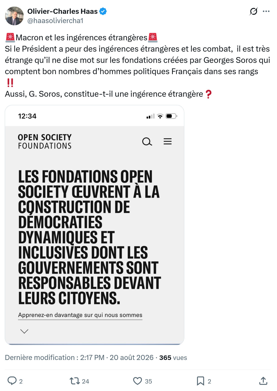 Olivier-Charles Haas: Macron et les ingérences étrangères...