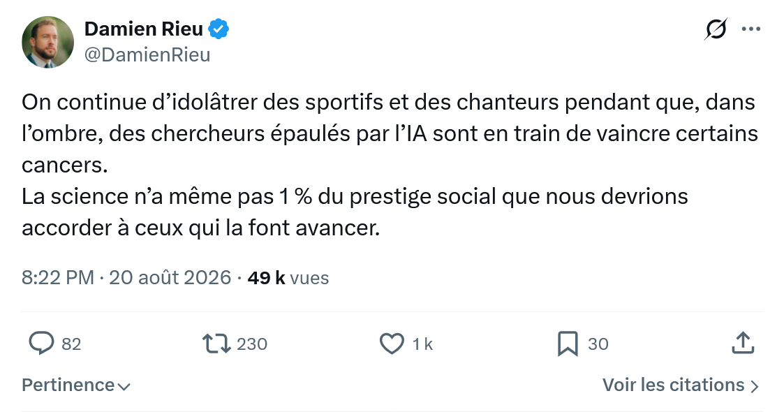 Damien Rieu: On continue d’idolâtrer des sportifs...