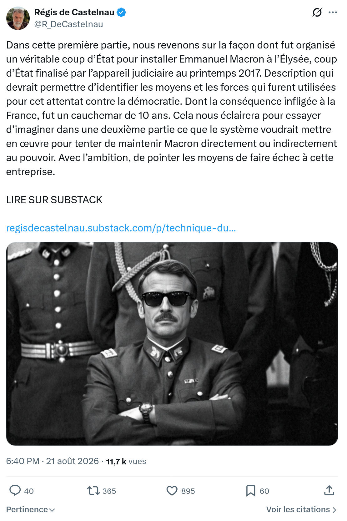 Régis de Castelnau: Dans cette première partie...