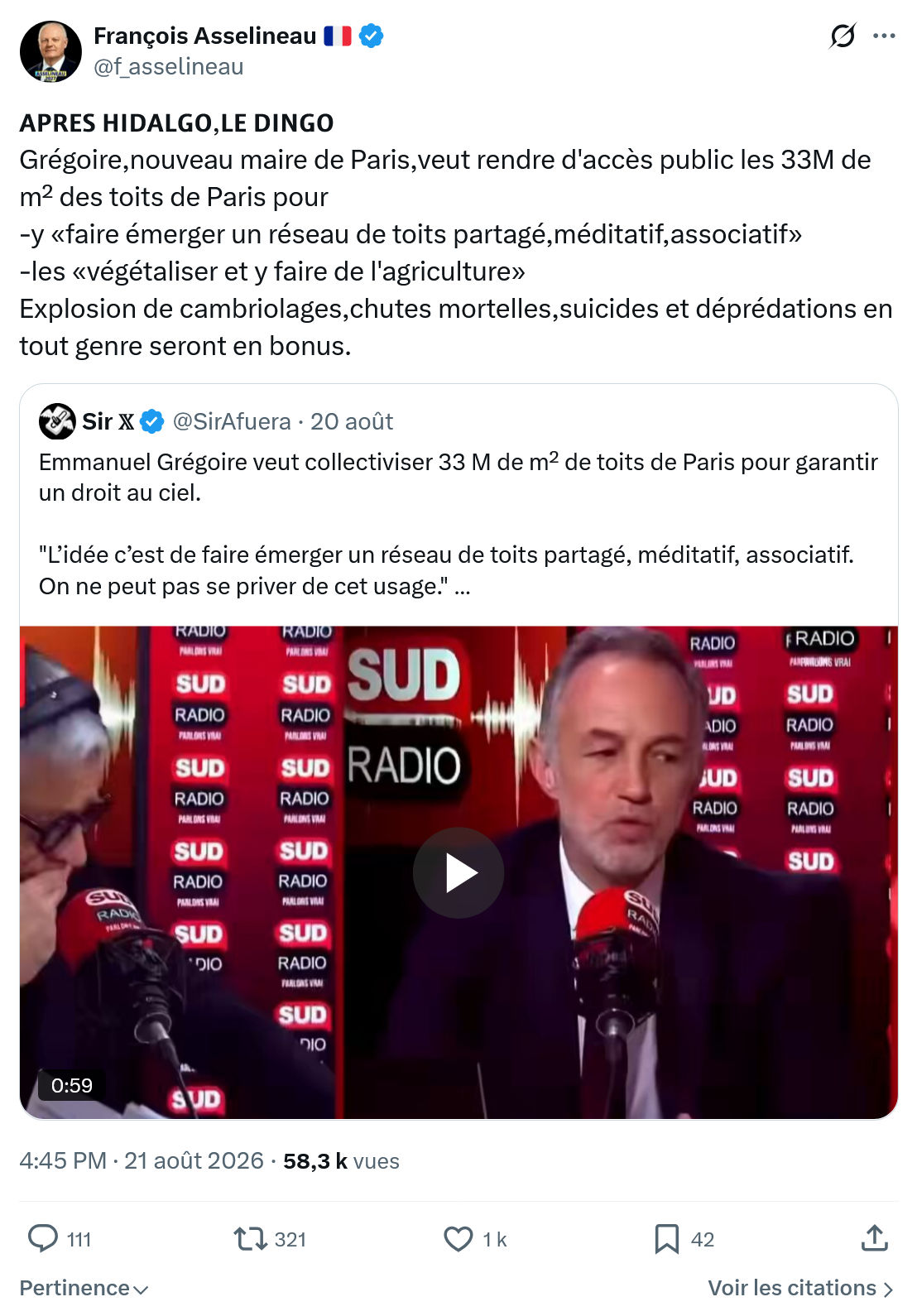 Francois Asselineau: Grégoire,nouveau maire de Paris...