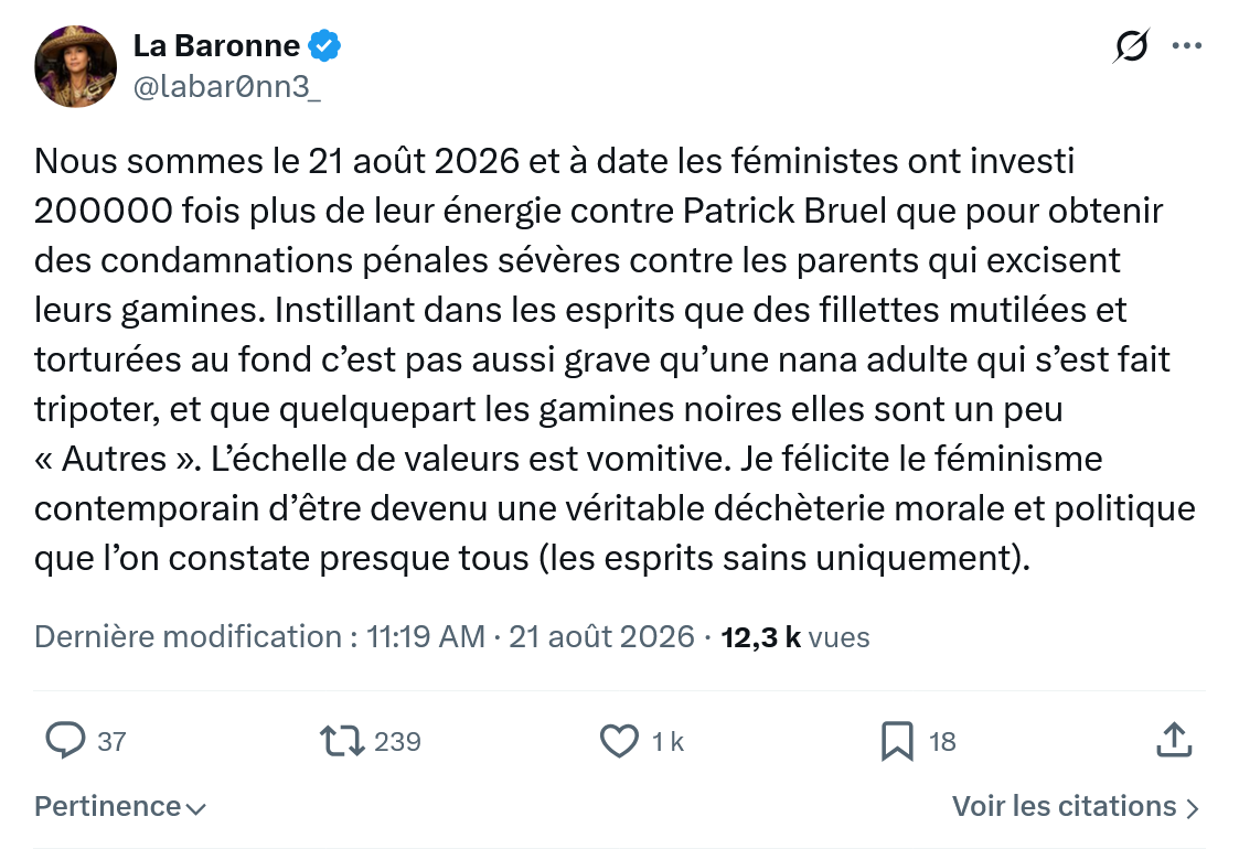 La Baronne: Nous sommes le 21 août 2026 et à date...
