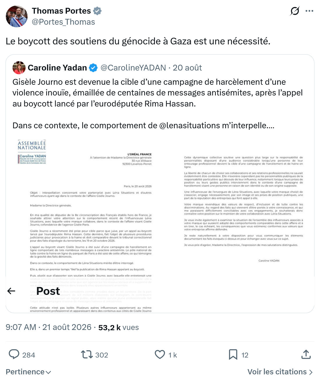 Thomas Portes: Le boycott des soutiens...