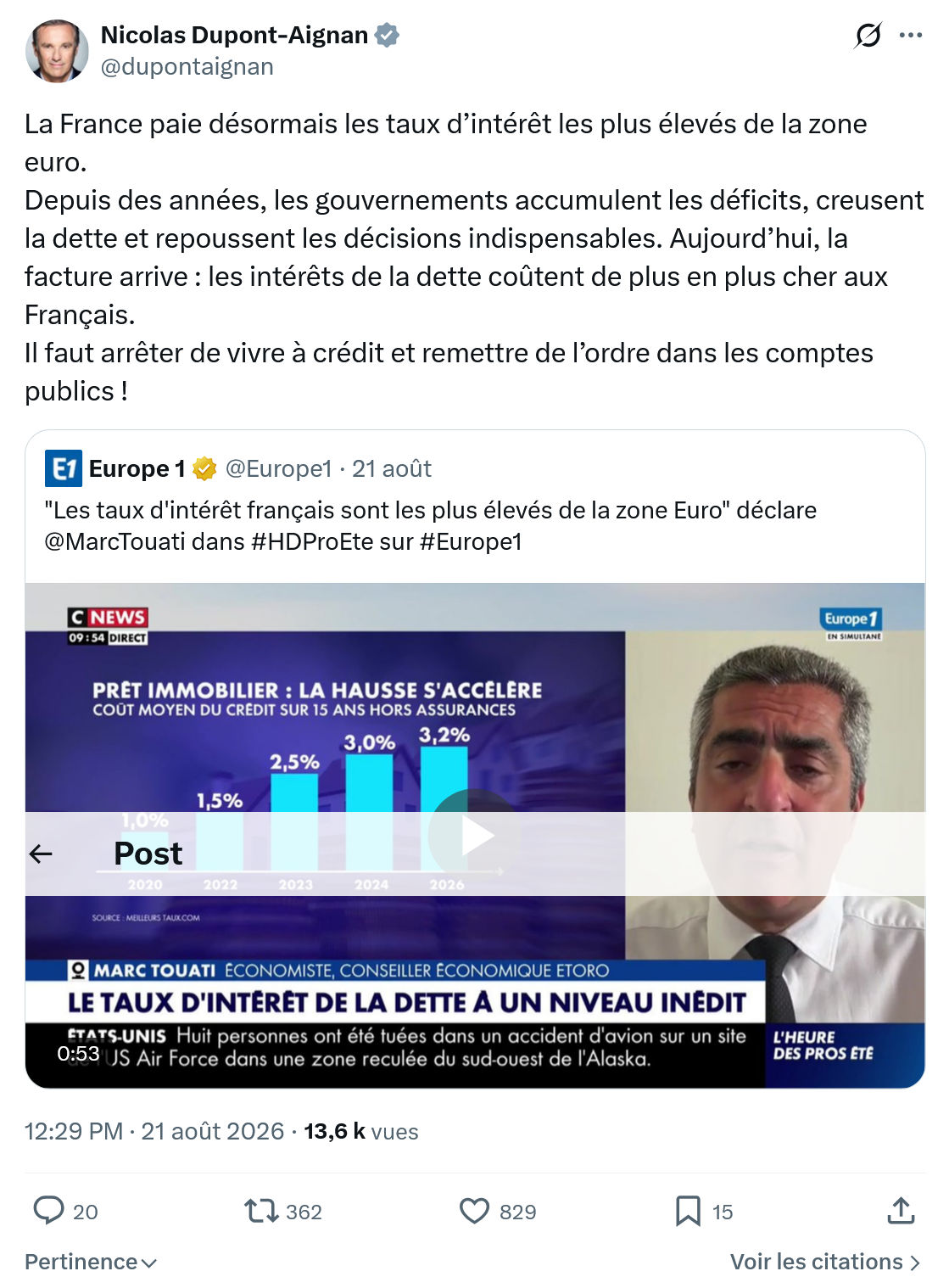 Nicolas Dupont-Aignan: La France paie désormais...