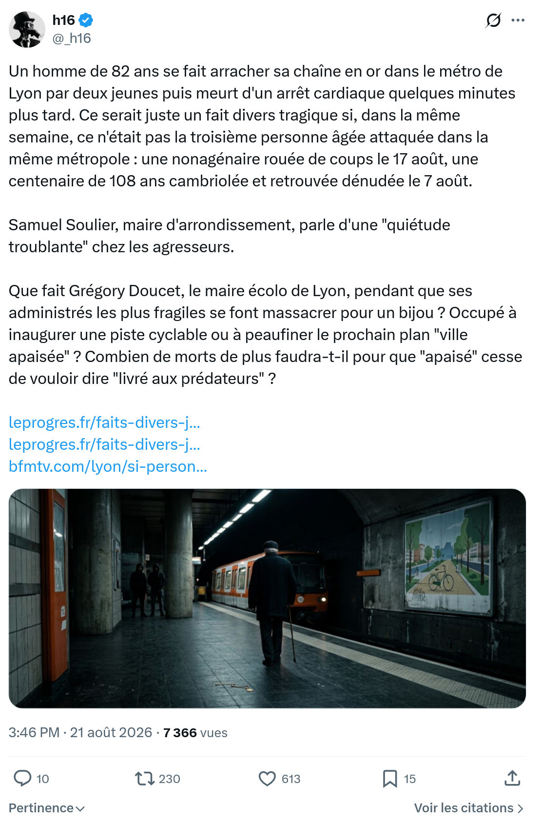 h16: Un homme de 82 ans se fait arracher...