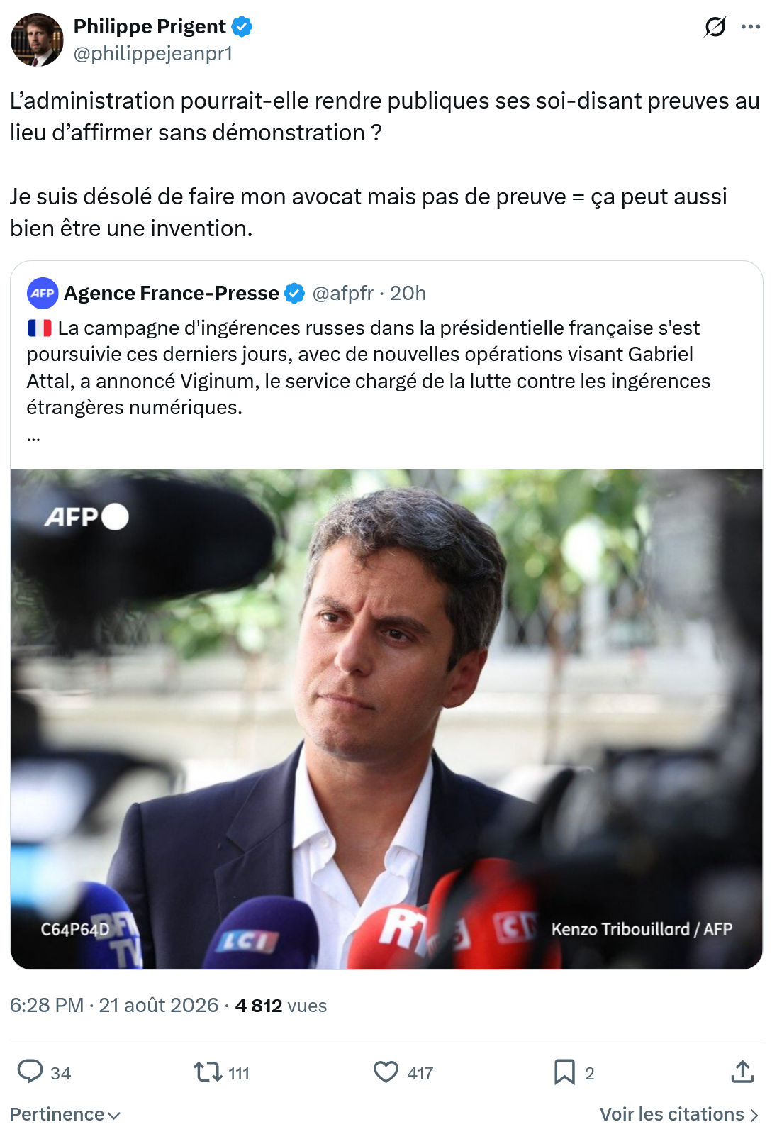 Philippe Prigent: L’administration pourrait-elle rendre...