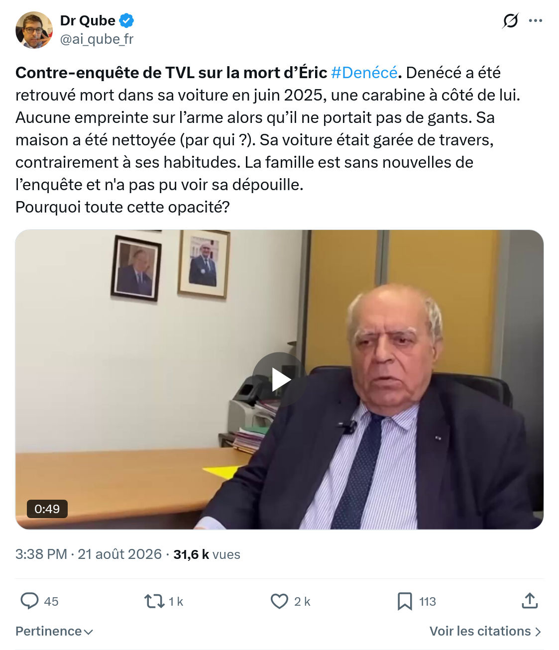 Dr Qube: Contre-enquête de TVL sur la mort...