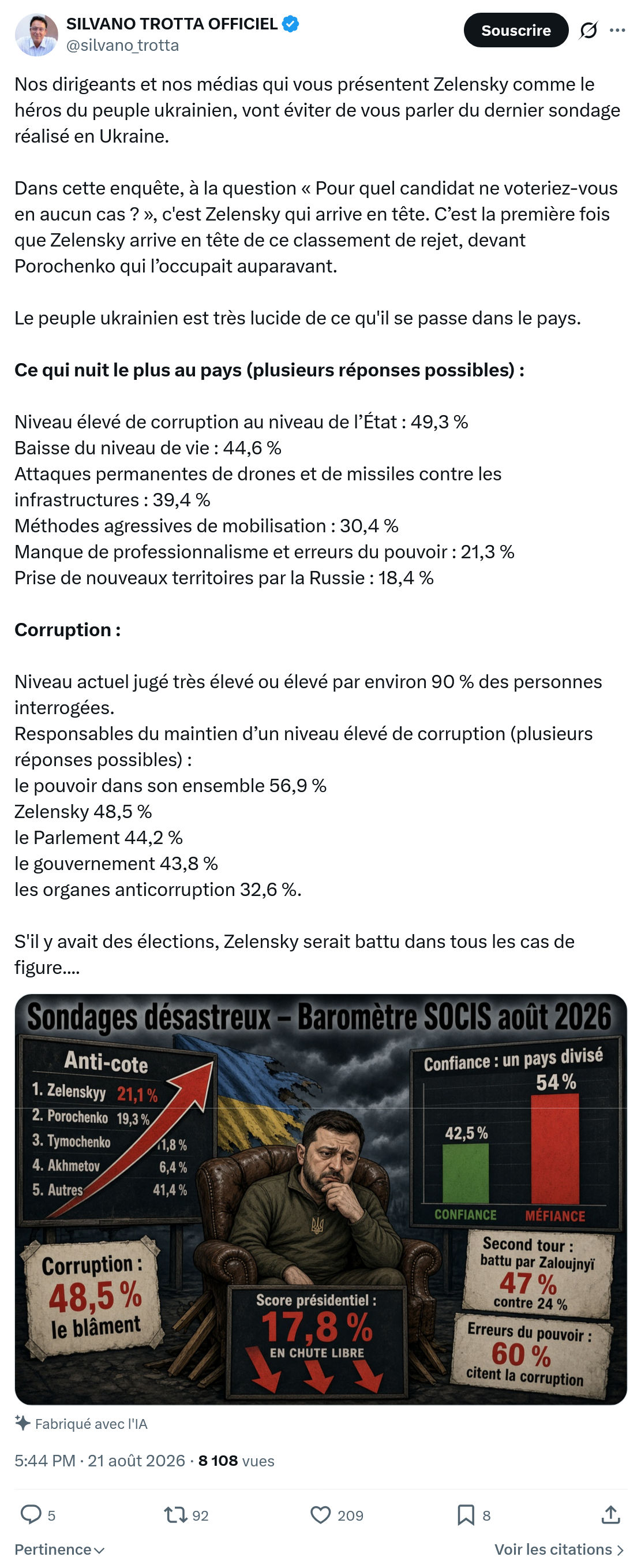 Silvano Trotta: Nos dirigeants et nos médias...