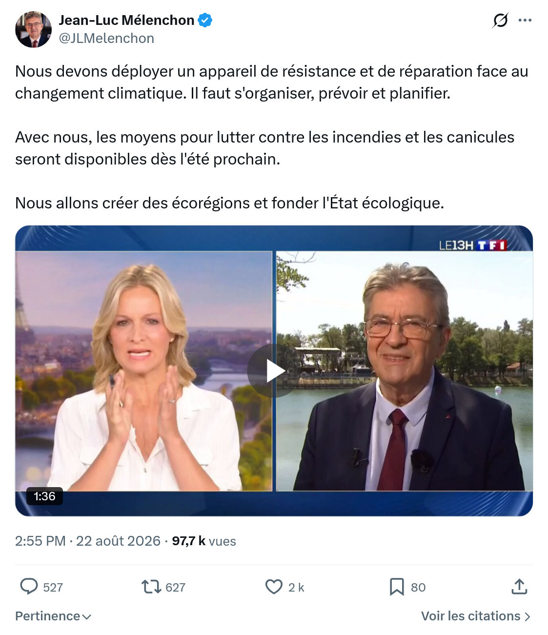 Jean-Luc Mélenchon: Nous devons déployer un appareil...