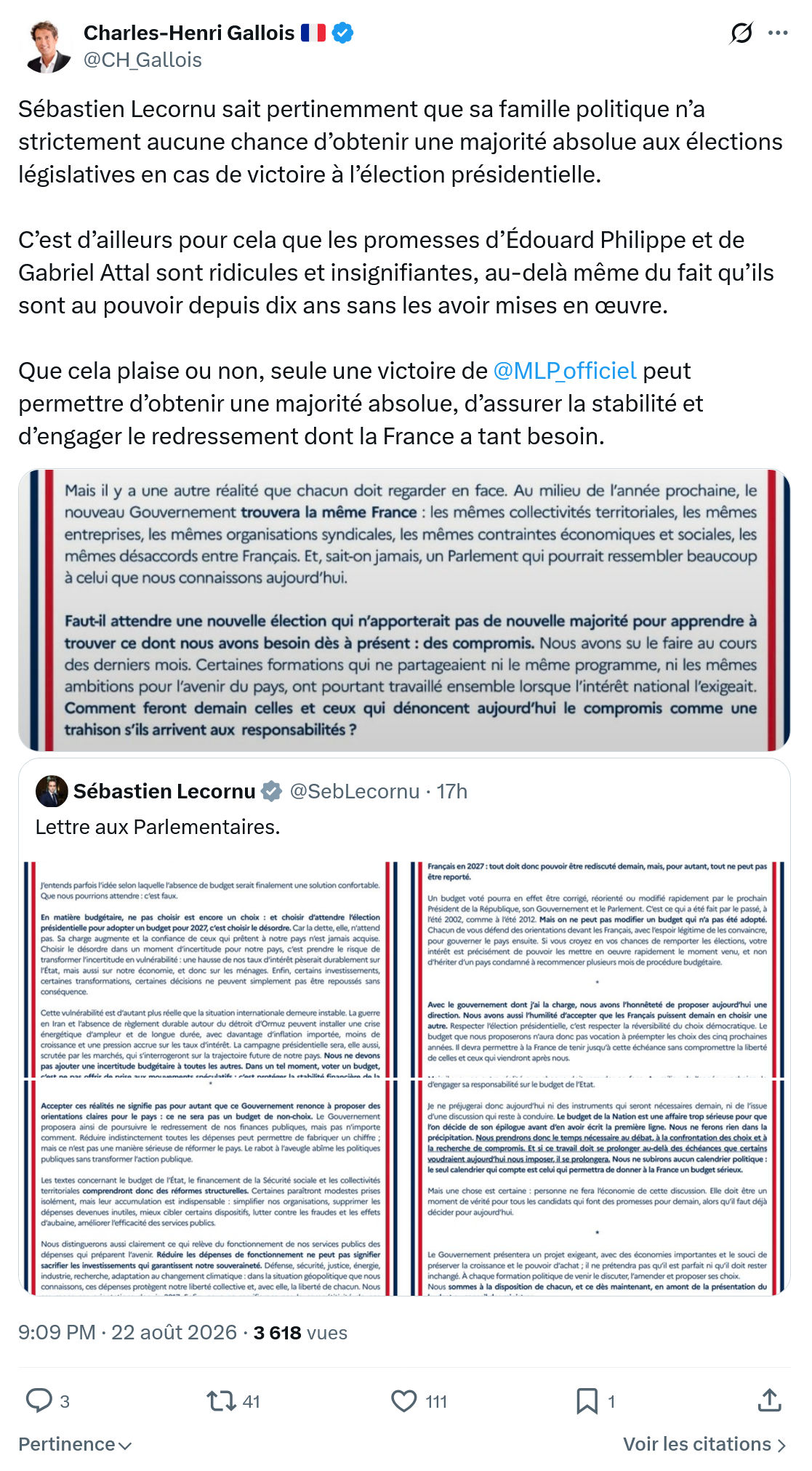 Charles-Henri Gallois: Sébastien Lecornu sait pertinemment...