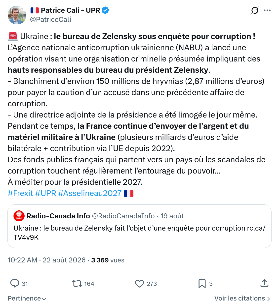 Patrice Cali: Ukraine : le bureau de Zelensky...