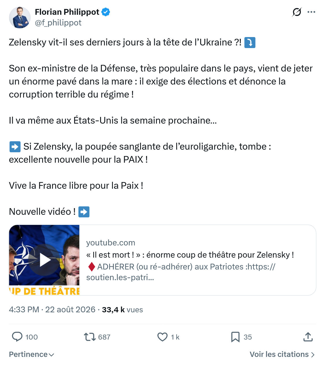 Florian Philippot: Zelensky vit-il ses derniers...