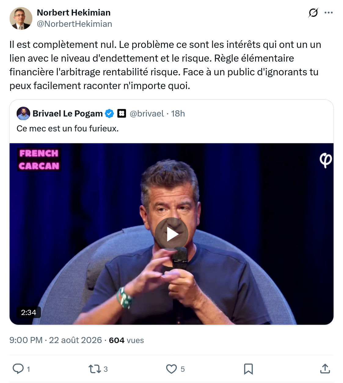 Norbert Hekimian: Il est complètement nul...