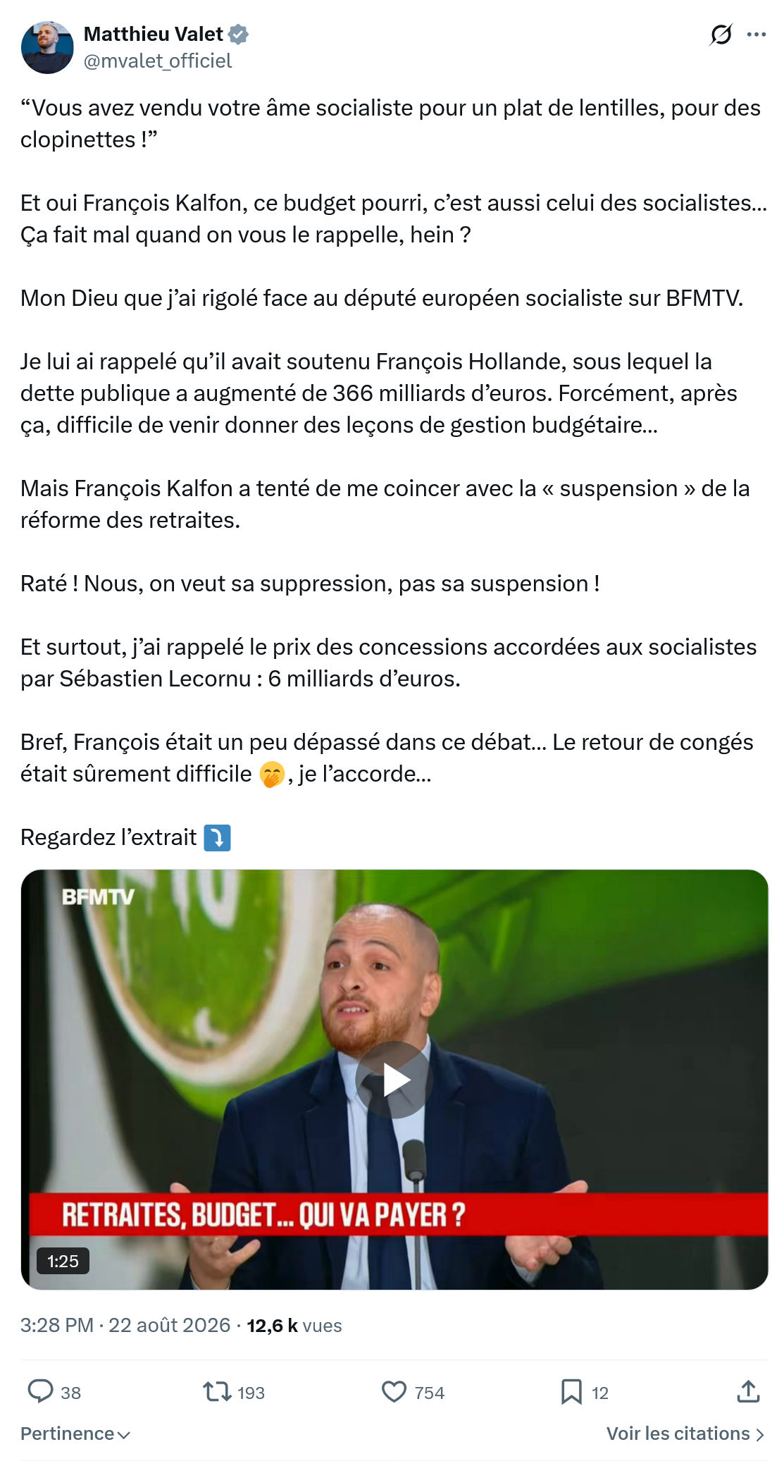 Matthieu Valet: “Vous avez vendu votre âme socialiste...