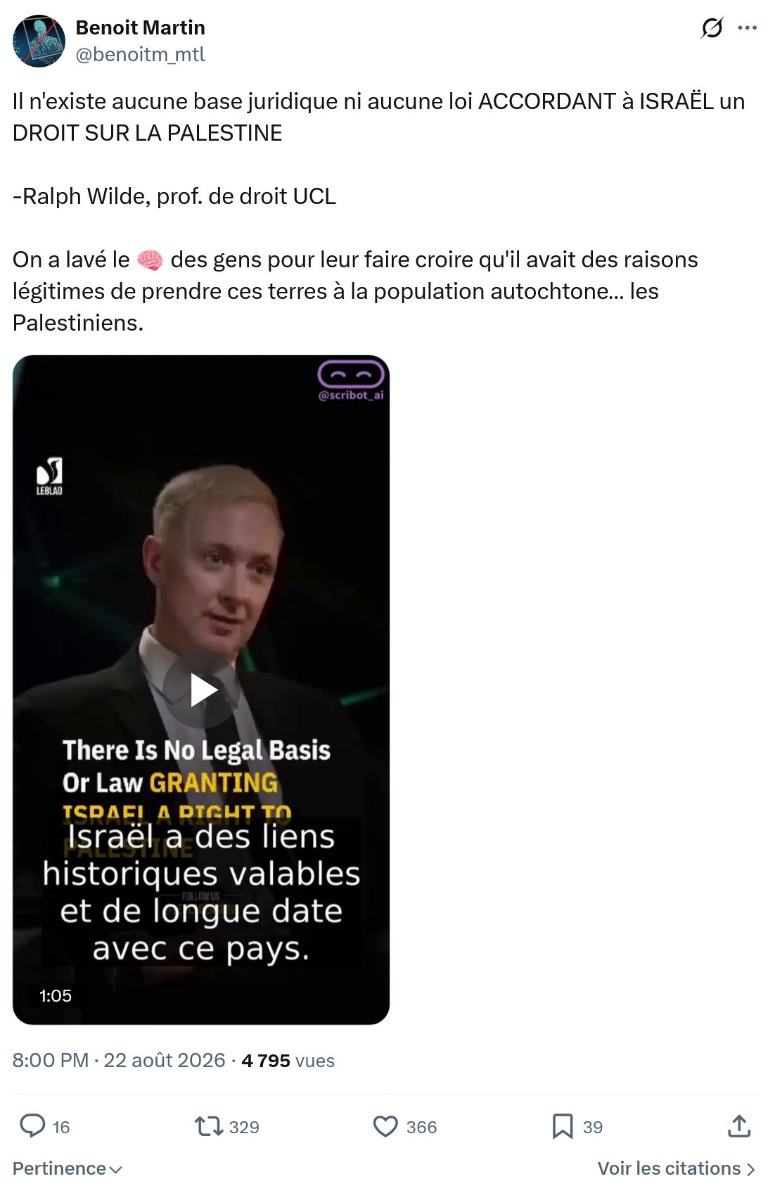 Benoît Martin: Il n'existe aucune base juridique...