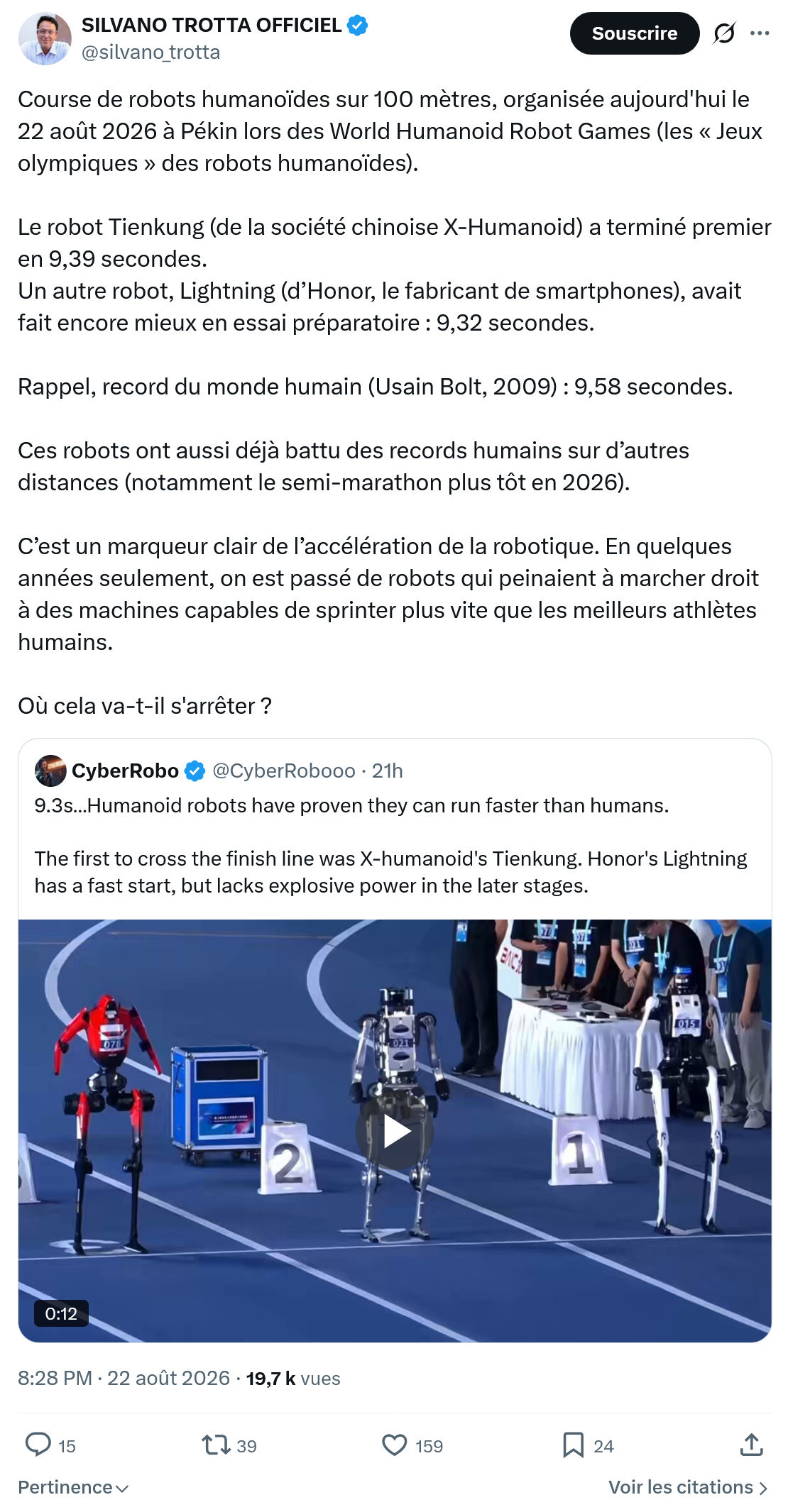 Silvano Trotta: Course de robots humanoïdes...