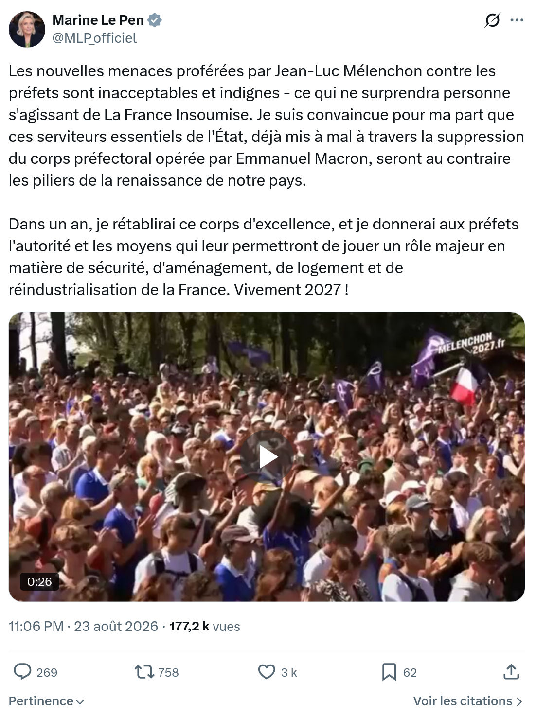 Marine Le Pen: Les nouvelles menaces proférées...