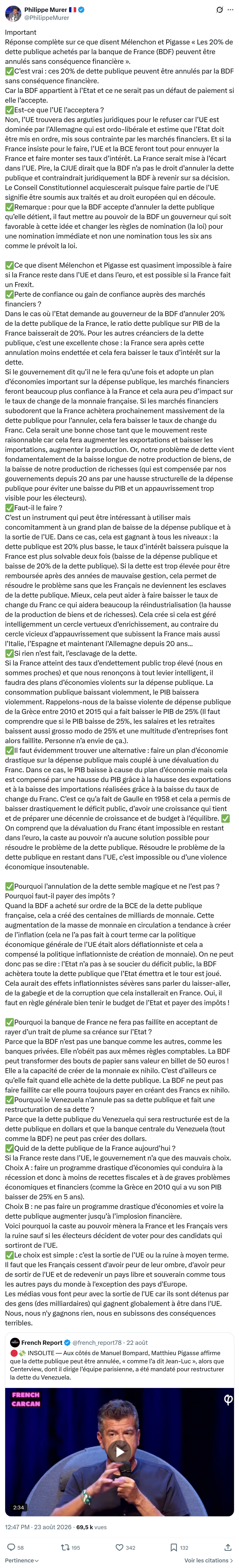 Philippe Murer: Réponse complète sur ce que disent Mélenchon...