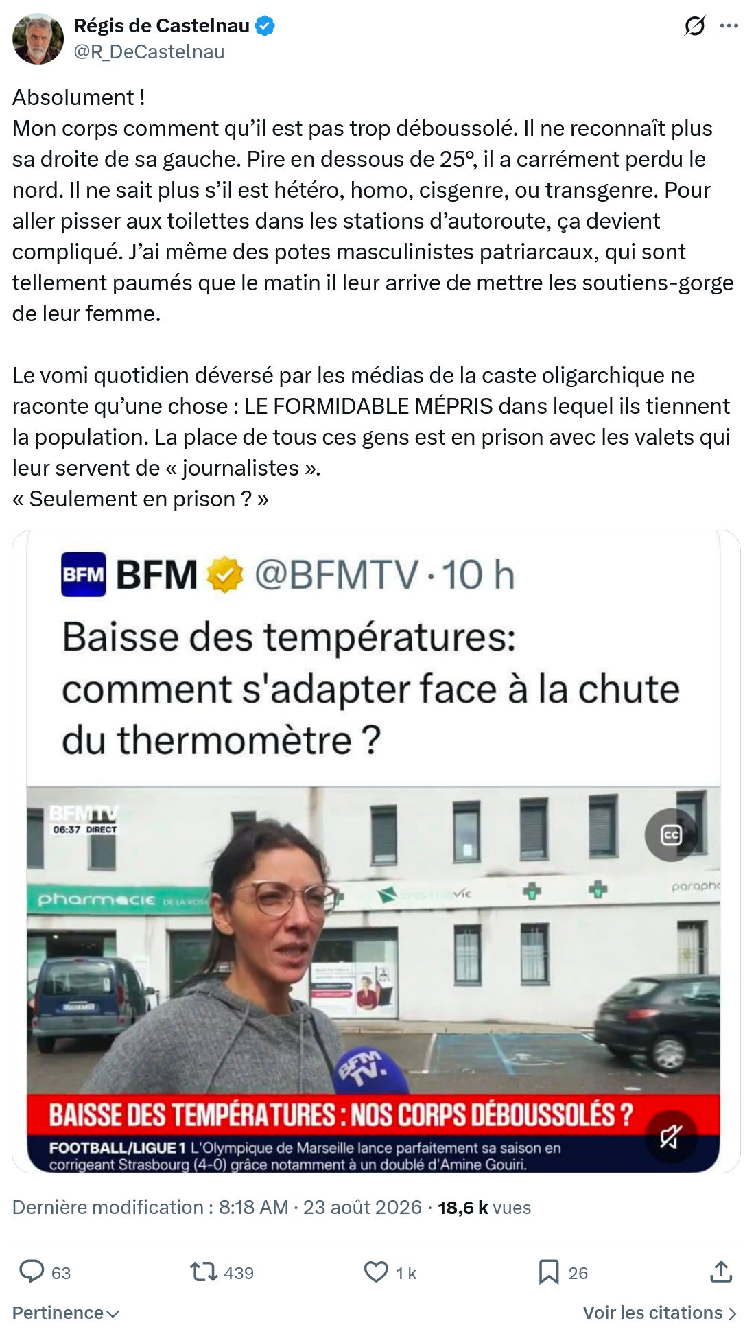 Régis de Castelnau: Mon corps comment qu’il est pas...
