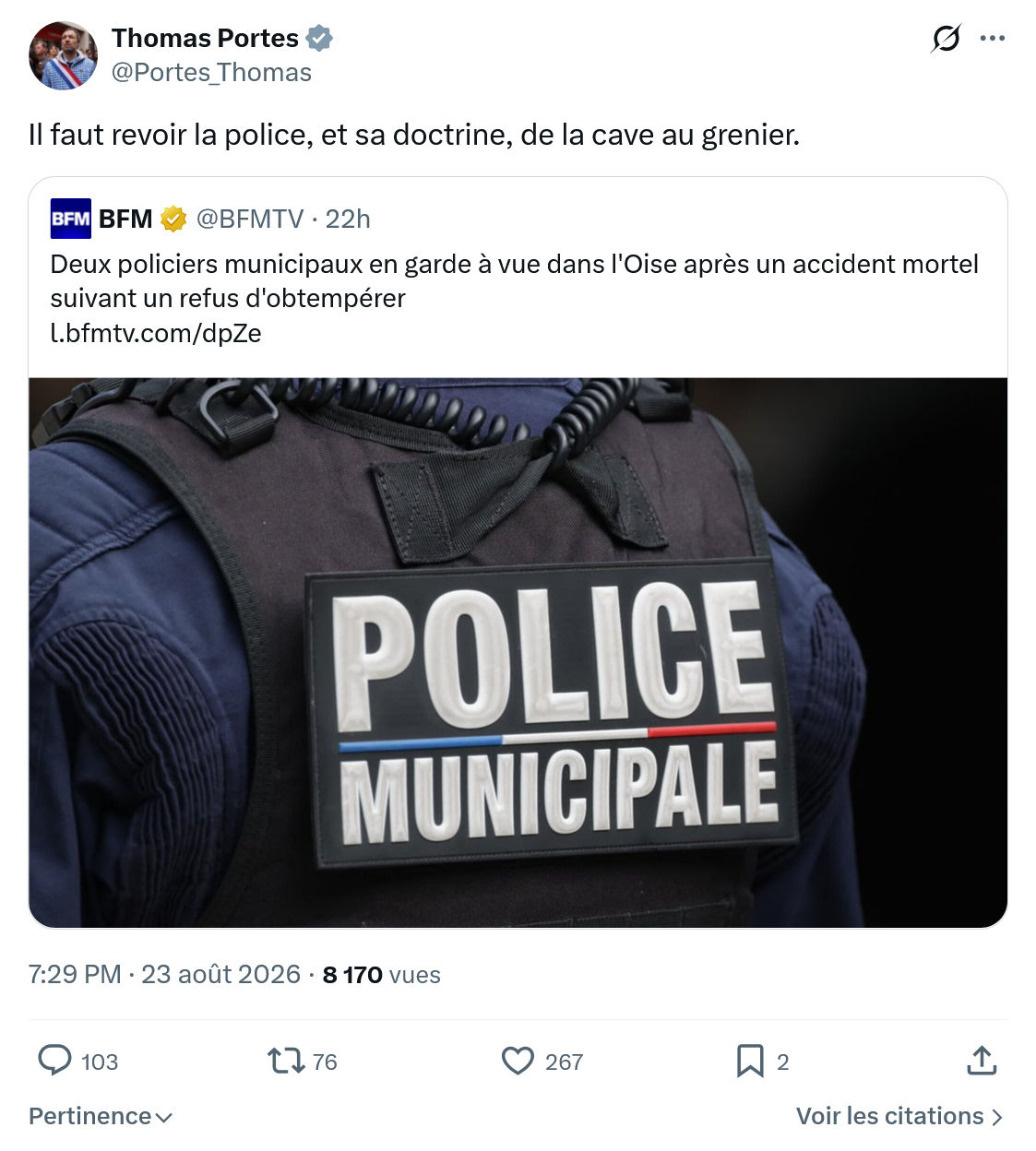 Thomas Portes: Il faut revoir la police...