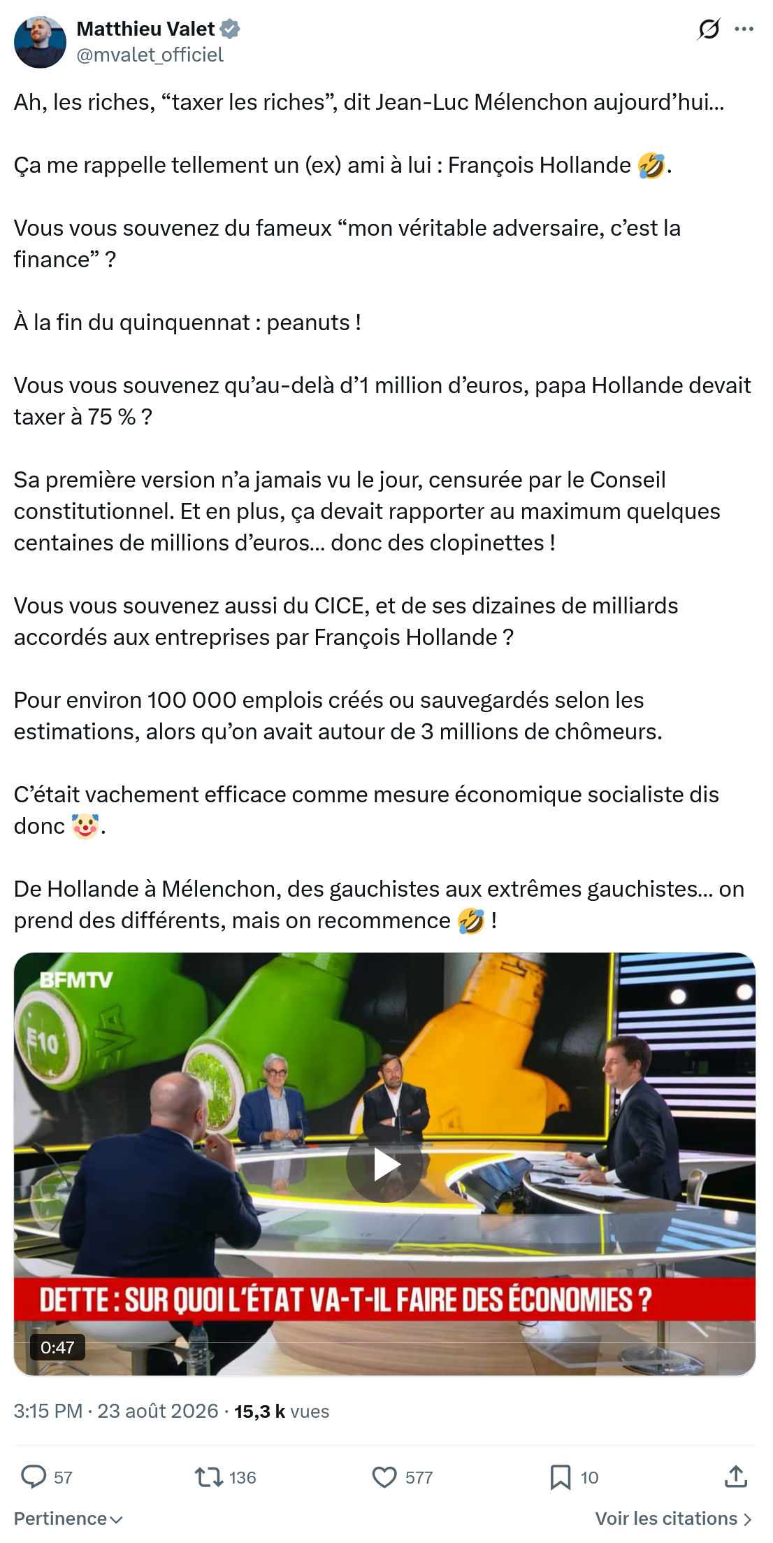 Matthieu Valet: Ah, les riches, “taxer les riches”...