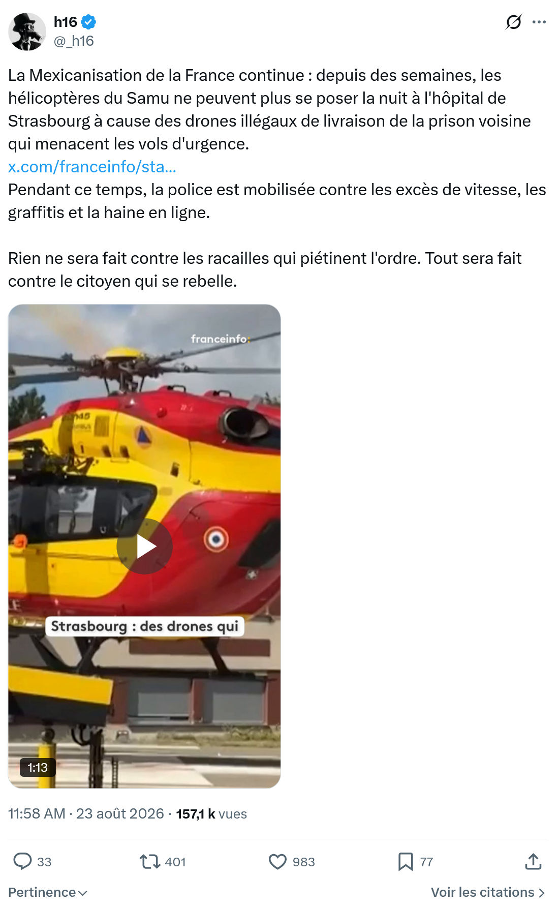 h16: La Mexicanisation de la France continue...