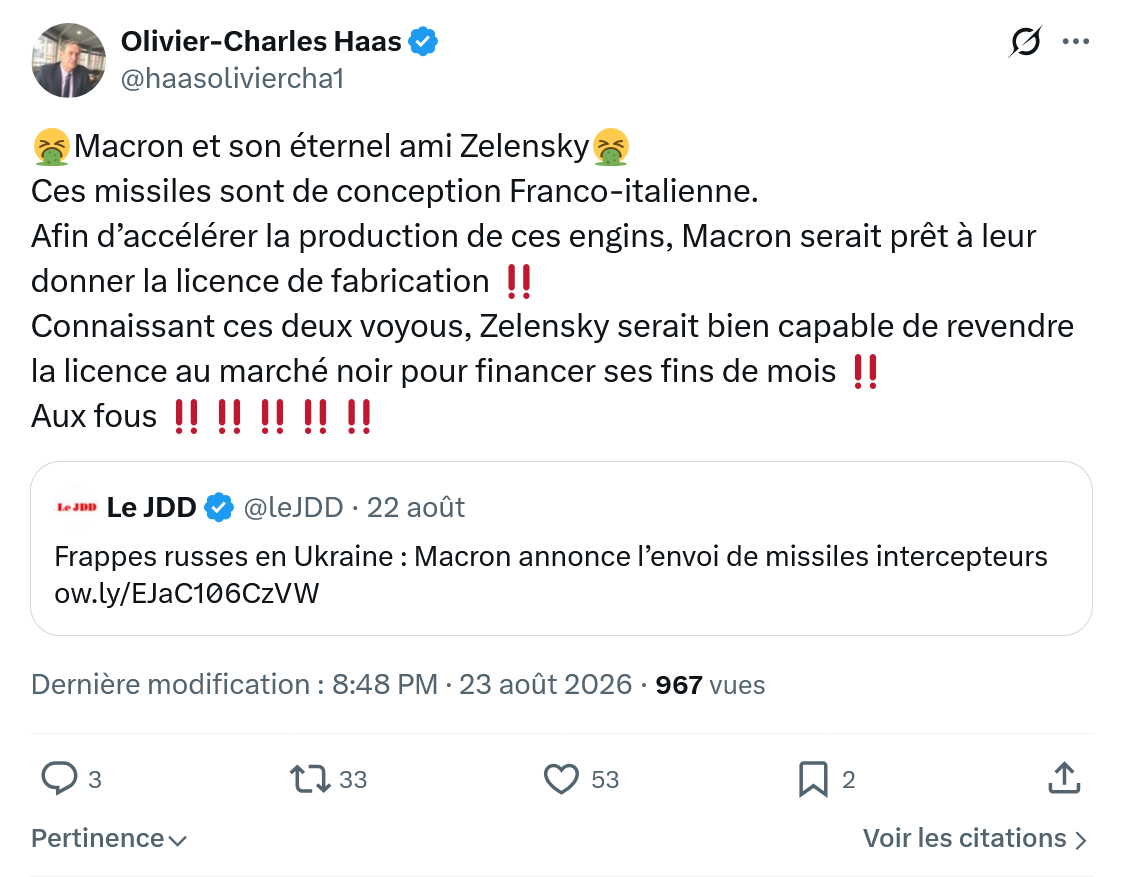 Olivier-Charles Haas: Macron et son éternel ami Zelensky...