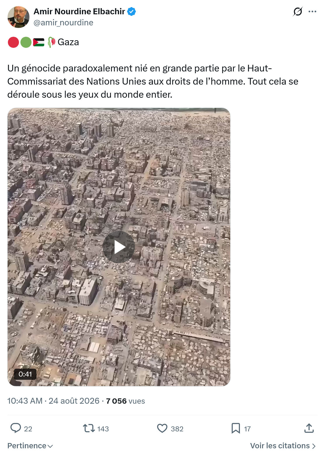 Amir Nourdine Elbachir: Un génocide paradoxalement...