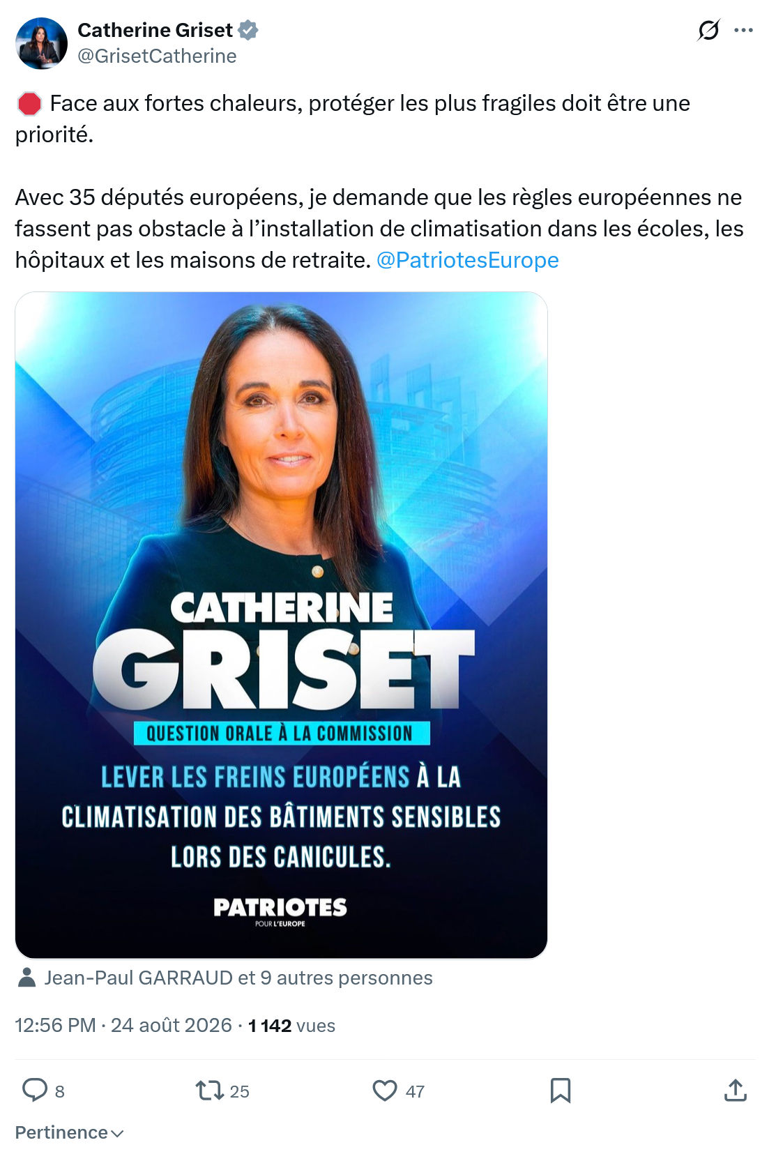 Catherine Griset: Face aux fortes chaleurs...
