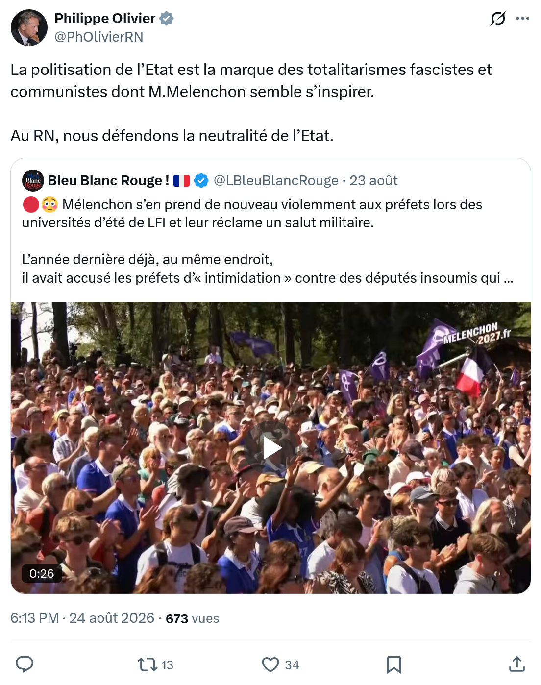 Philippe Olivier: La politisation de l’Etat est la marque...