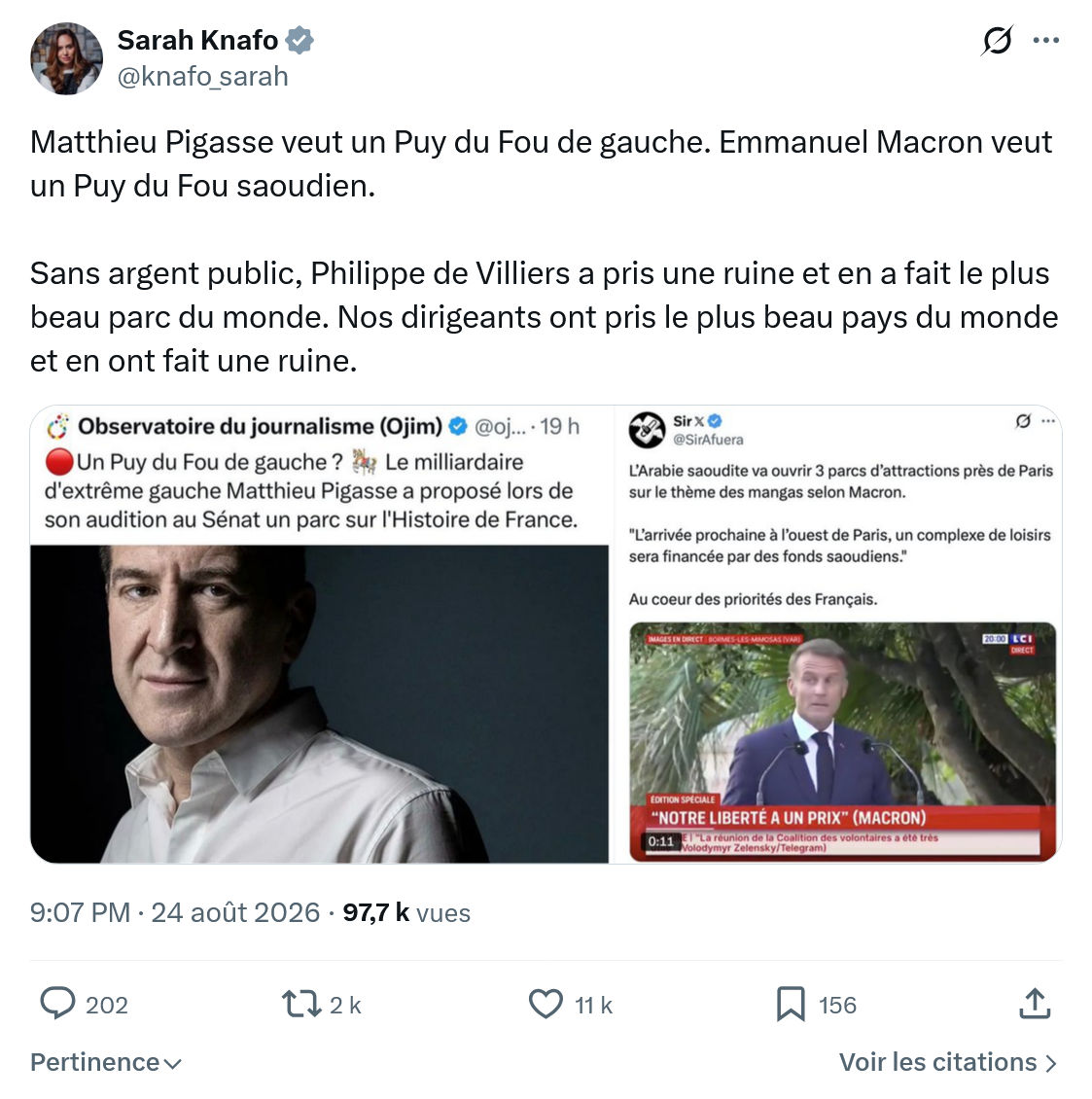 Sarah Knafo: Matthieu Pigasse veut un Puy...