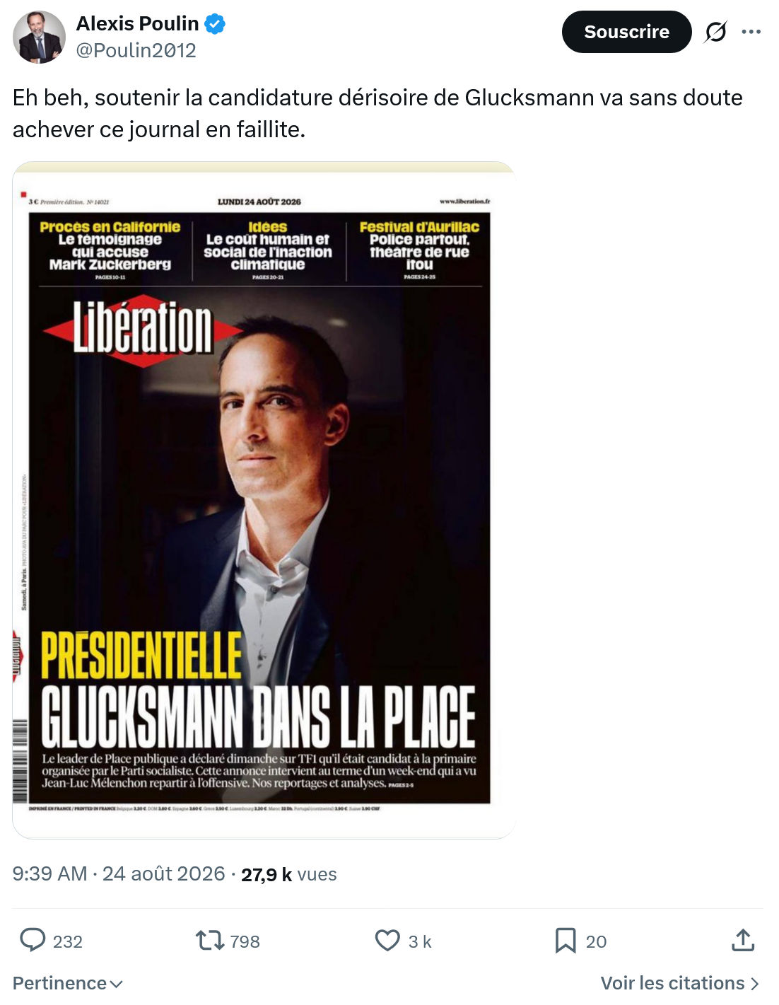 Alexis Poulin: Eh beh, soutenir la candidature...