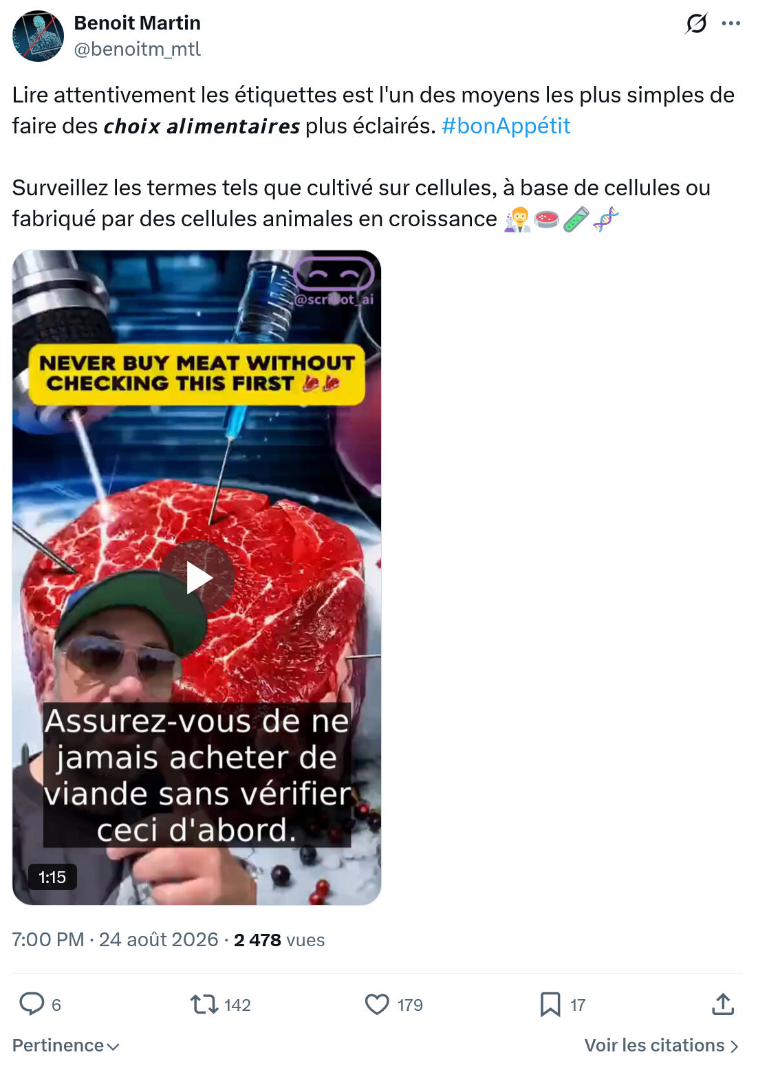 Benoît Martin: Lire attentivement les étiquettes...