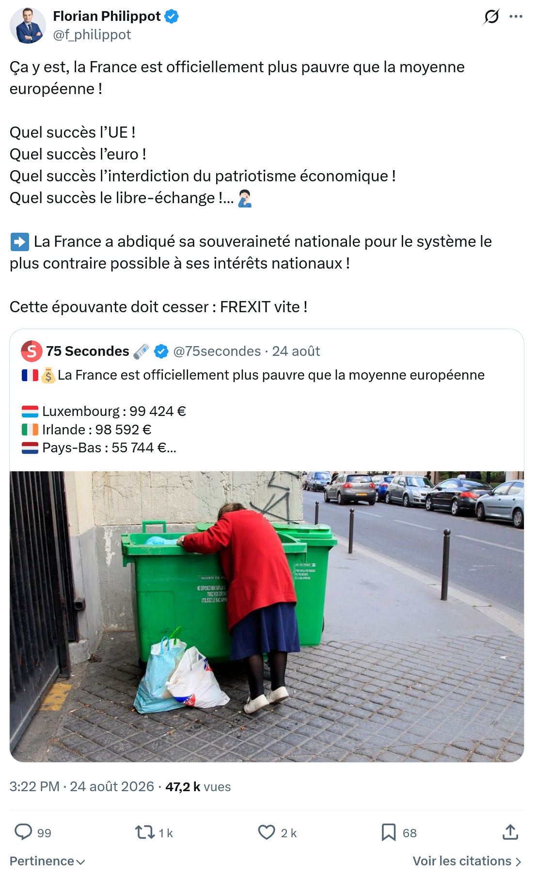 Florian Philippot: Ça y est, la France est officiellement...