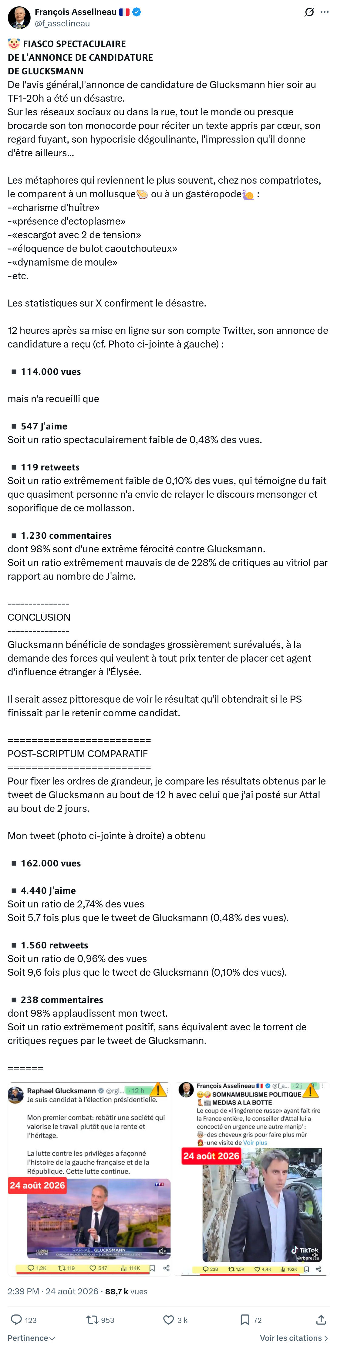 Francois Asselineau: 𝗙𝗜𝗔𝗦𝗖𝗢 𝗦𝗣𝗘𝗖𝗧𝗔𝗖𝗨𝗟𝗔𝗜𝗥𝗘...