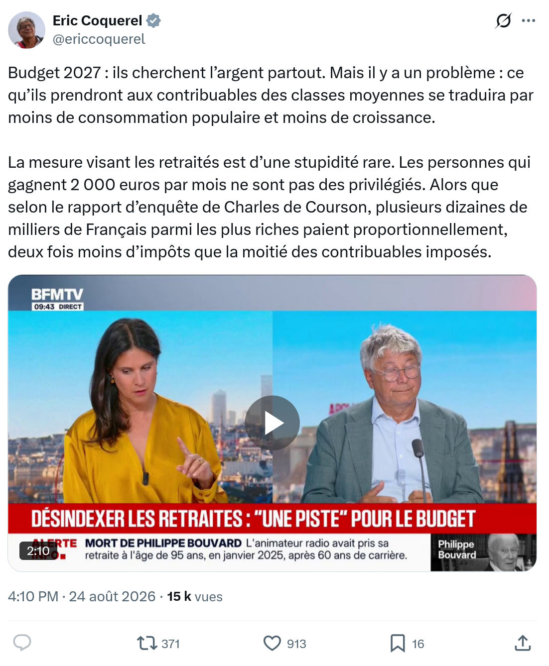 Eric Coquerel: Budget 2027 : ils cherchent l’argent...