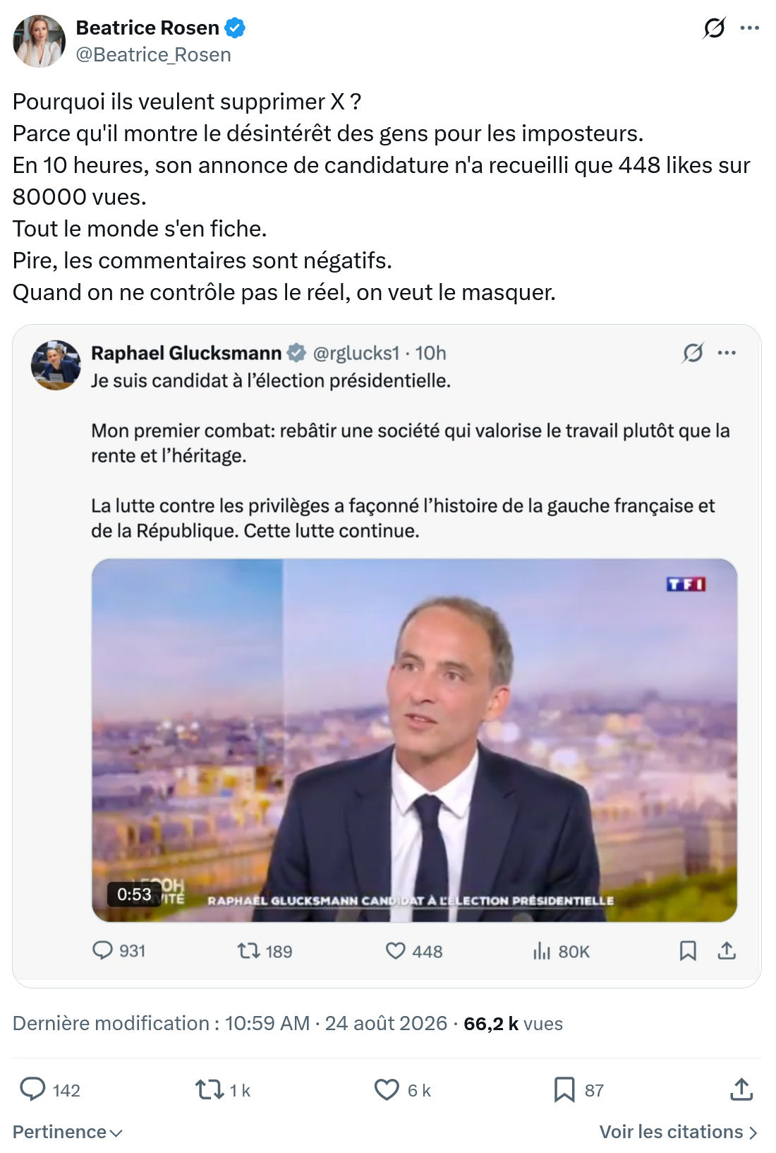 Béatrice Rosen: Pourquoi ils veulent supprimer X...