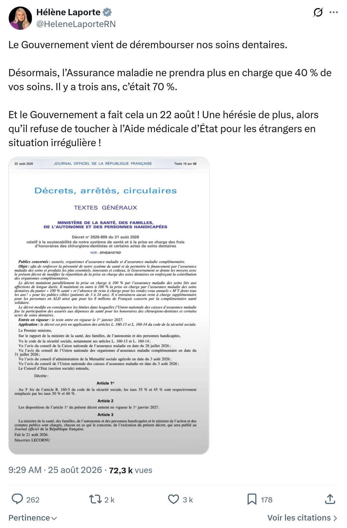 Hélène Laporte: Le Gouvernement vient de dérembourser...