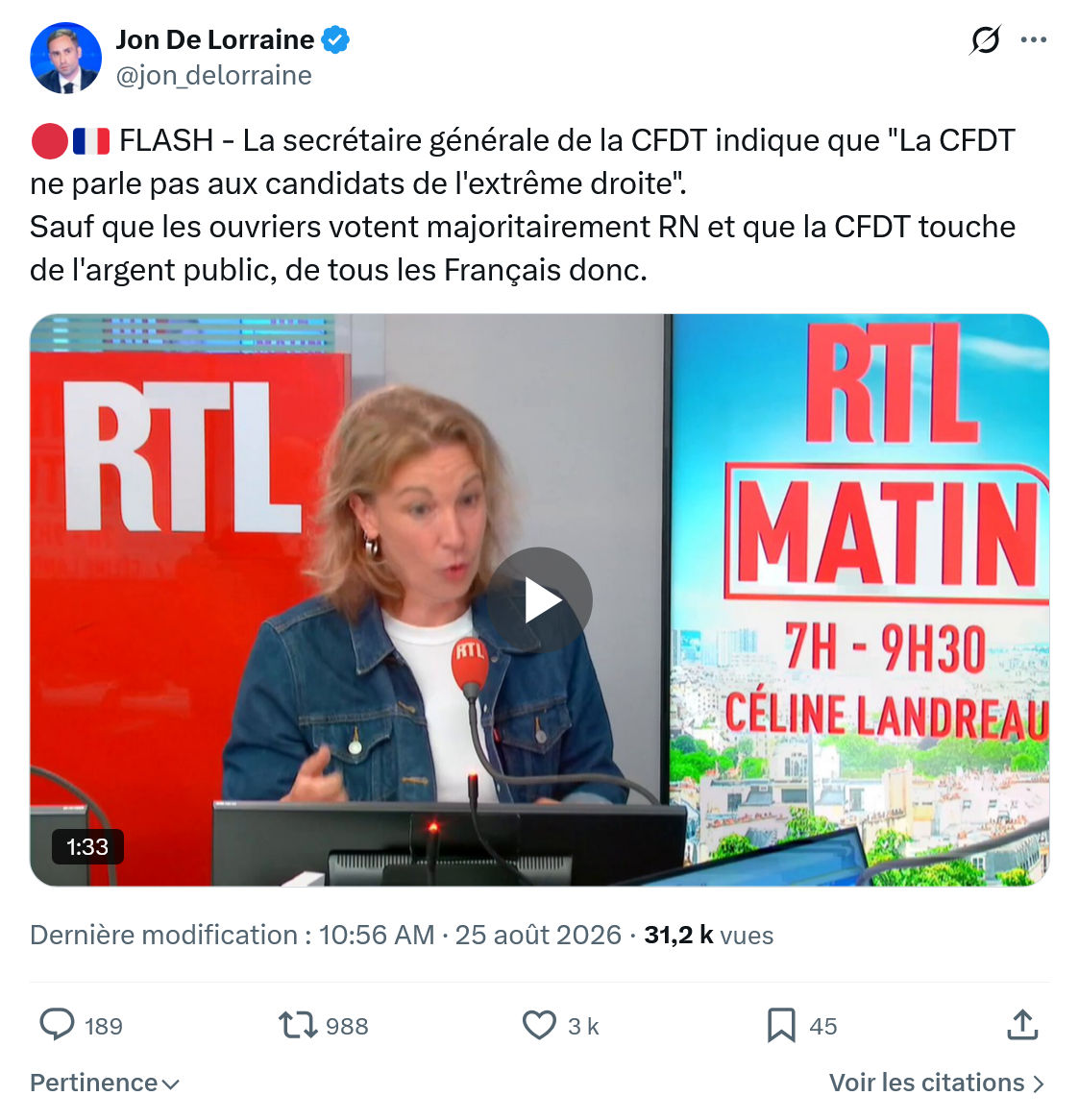 Jon De Lorraine: FLASH - La secrétaire générale...