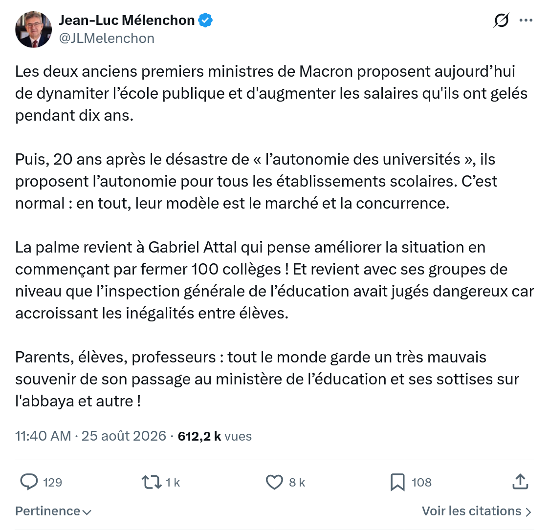 Jean-Luc Mélenchon: Les deux anciens premiers...