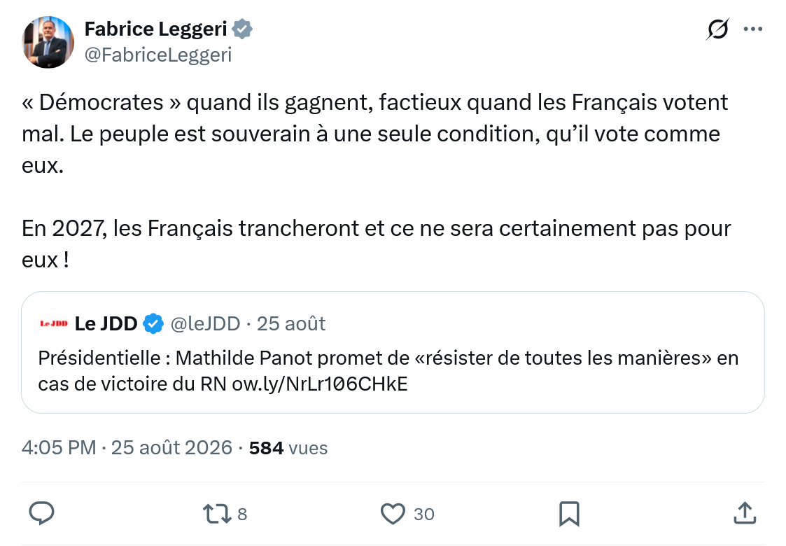 Fabrice Leggeri: « Démocrates » quand ils gagnent...