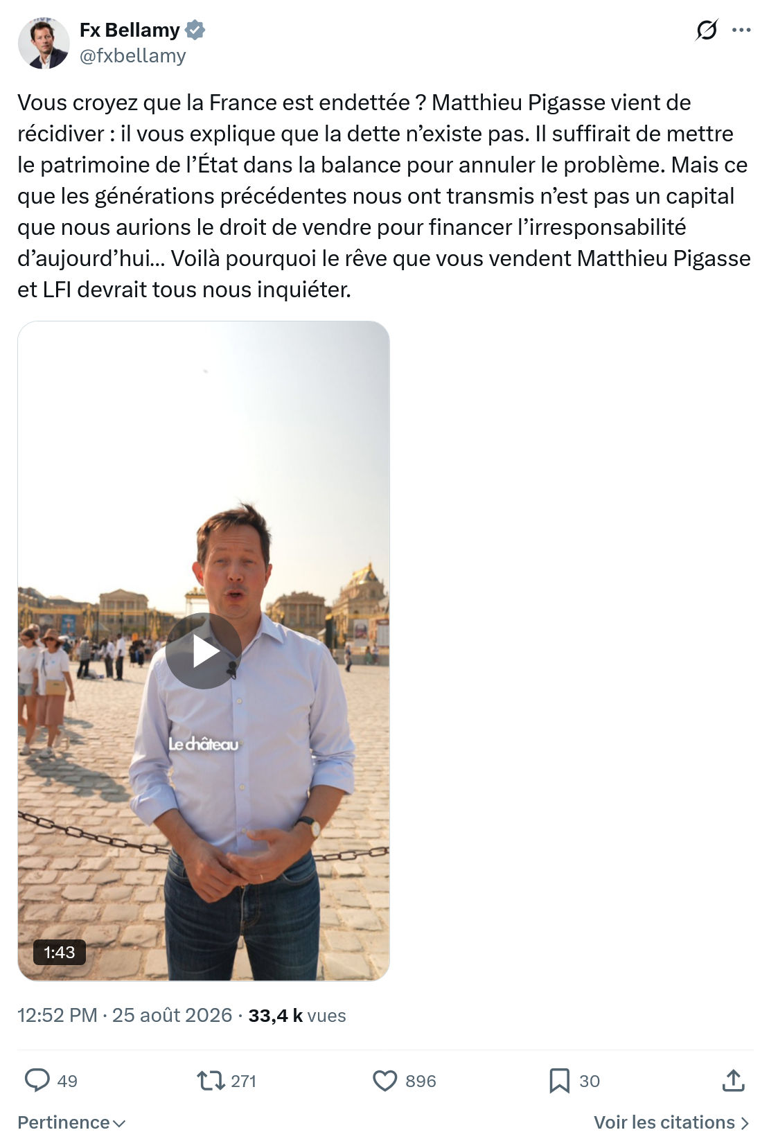 Fx Bellamy: Vous croyez que la France est endettée...