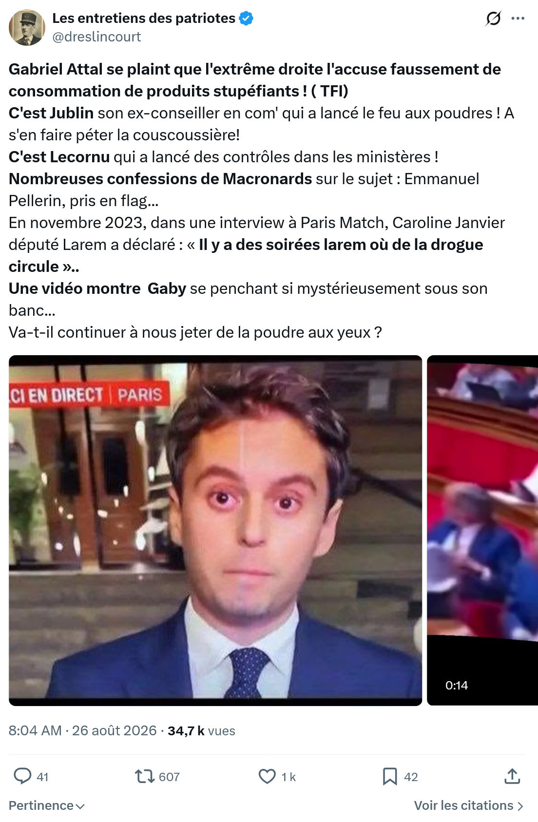 Marquis de Dreslincourt: Gabriel Attal se plaint que l'extrême...