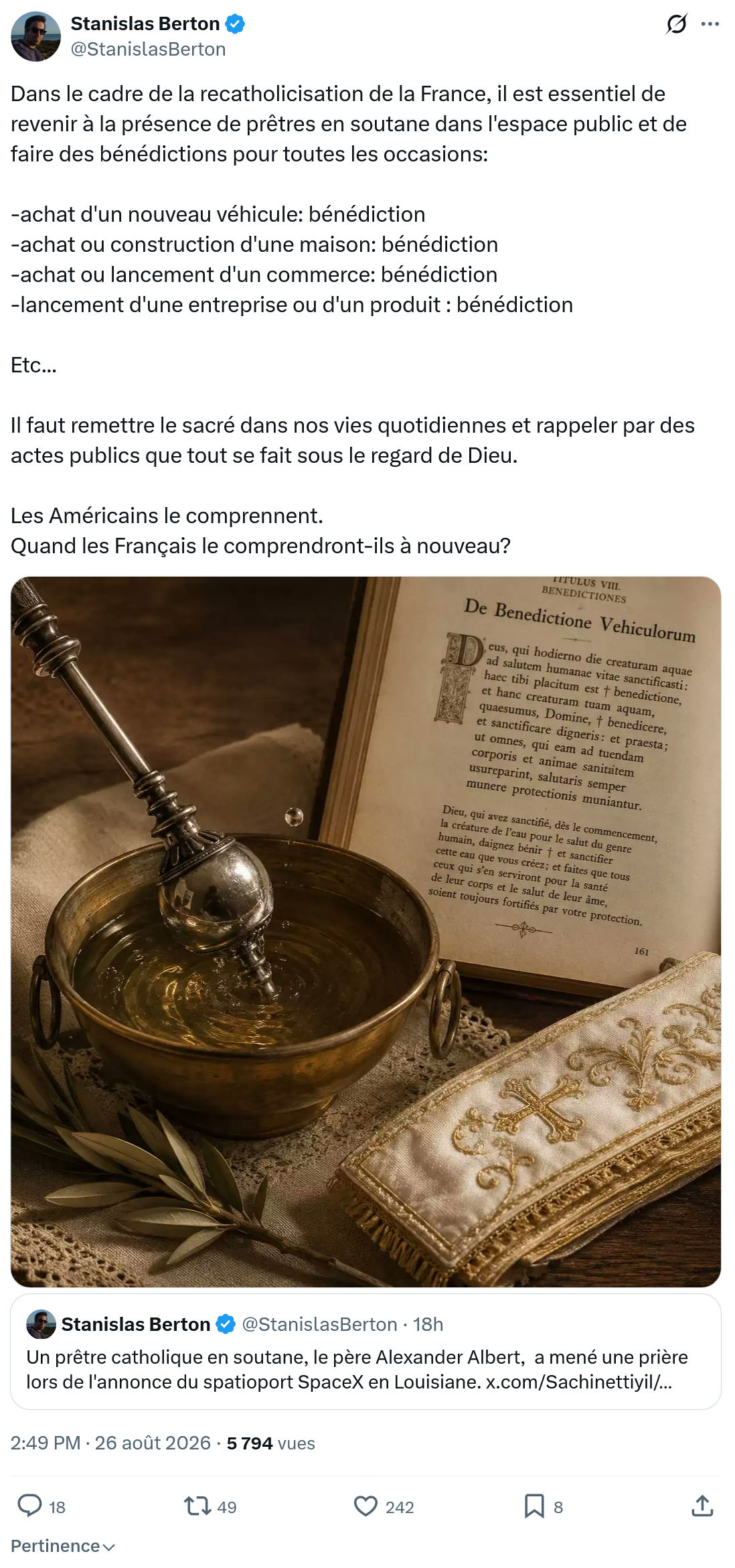 Stanislas Berton: Dans le cadre de la recatholicisation...