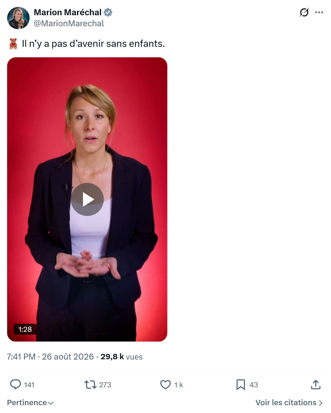 Marion Maréchal- Le Pen: Il n’y a pas d’avenir...