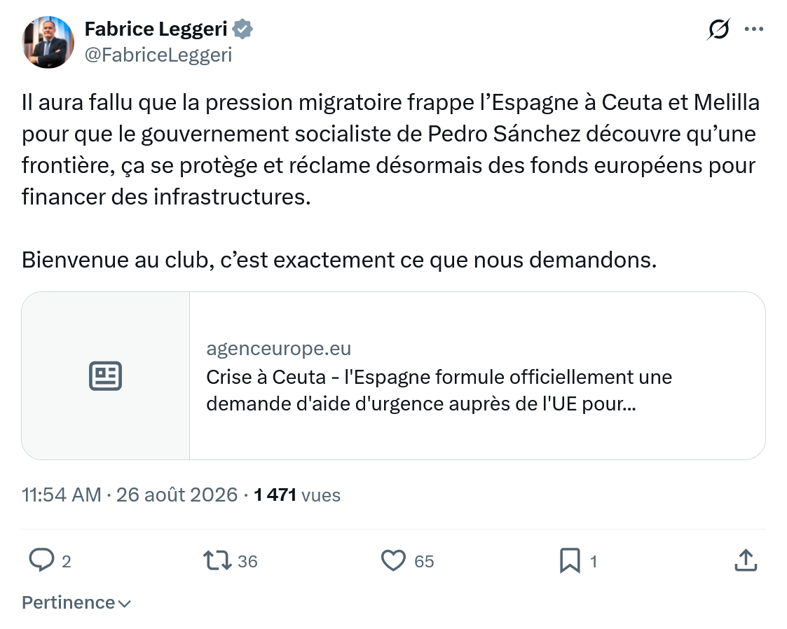 Fabrice Leggeri: Il aura fallu que la pression migratoire...