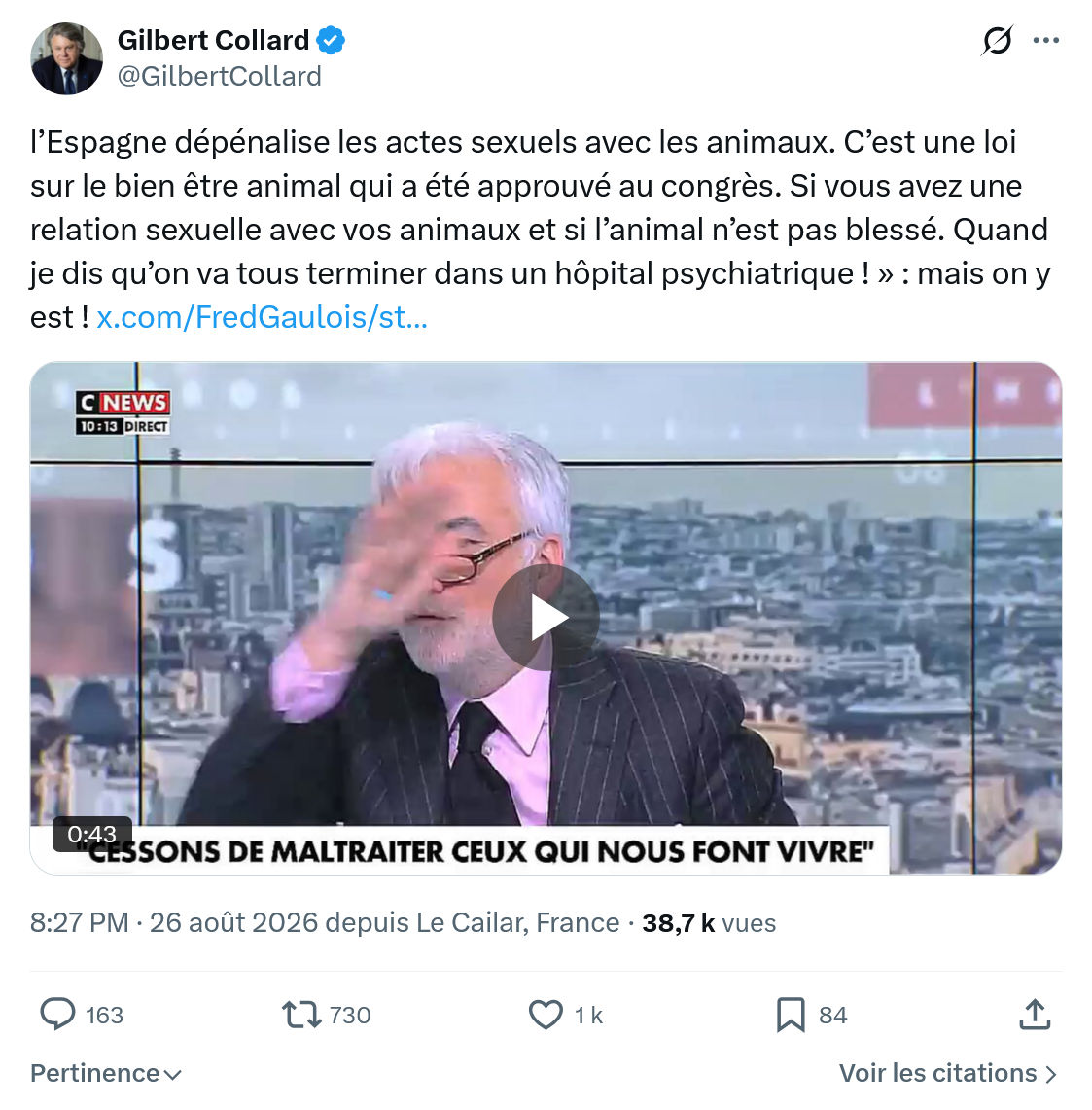 Gilbert Collard: l’Espagne dépénalise les actes sexuels...